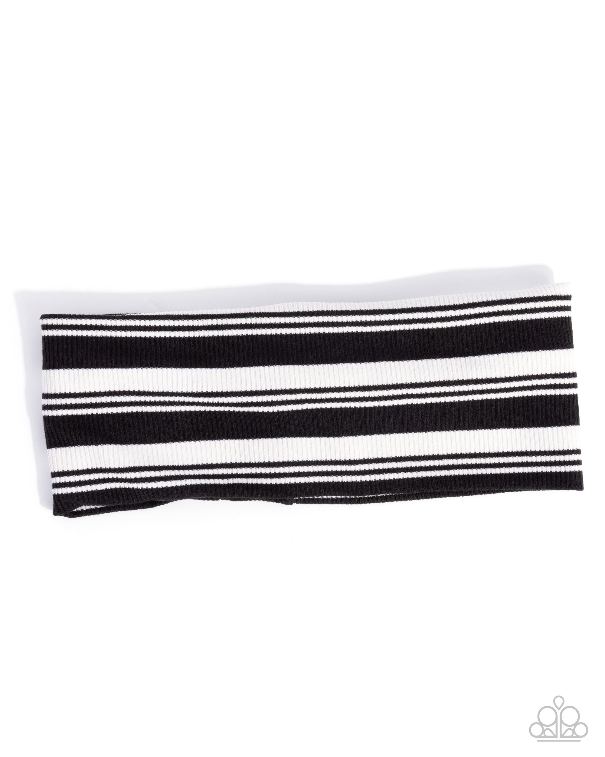 Striped Symphony Black & White Hair band - Paparazzi Accessories- lightbox - CarasShop.com - Paparazzi Jewelry by Cara Jewels