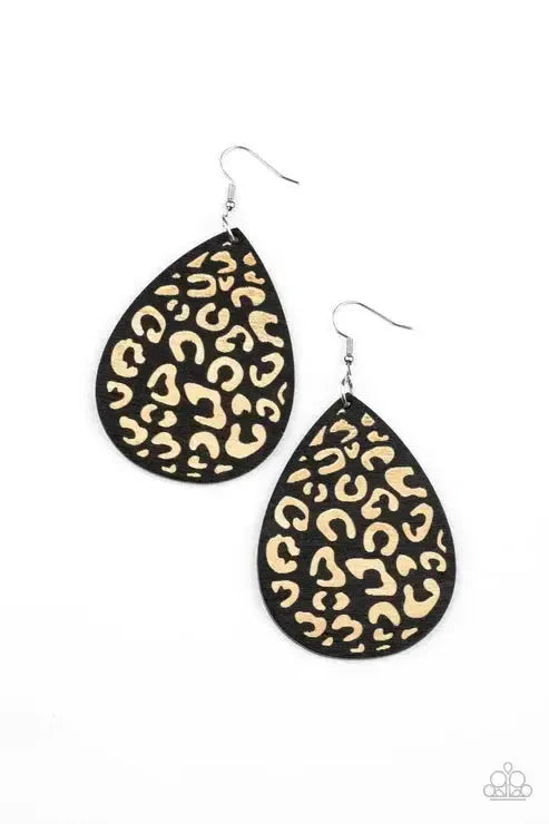 Suburban Jungle Black Earrings - Paparazzi Accessories- lightbox - CarasShop.com - Paparazzi Jewelry by Cara Jewels