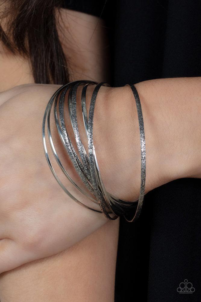 Suddenly Synced Silver Bracelet - Paparazzi Accessories- on model - CarasShop.com - Paparazzi Jewelry by Cara Jewels