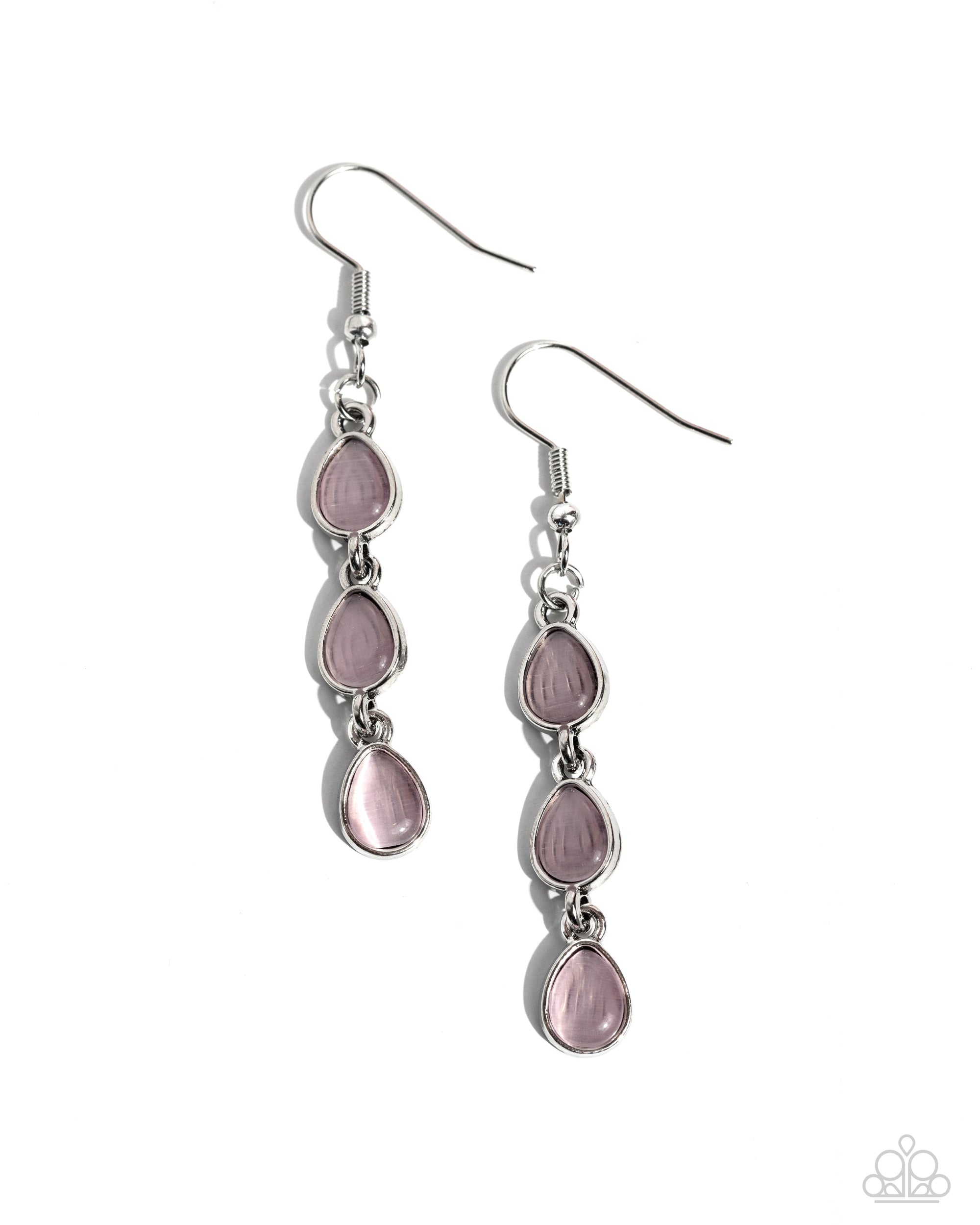 Summer Rain Pink Cat's Eye Stone Earrings - Paparazzi Accessories- lightbox - CarasShop.com - Paparazzi Jewelry by Cara Jewels