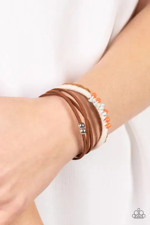 Summer Spectacle Orange Bracelet - Paparazzi Accessories- on model - CarasShop.com - Paparazzi Jewelry by Cara Jewels