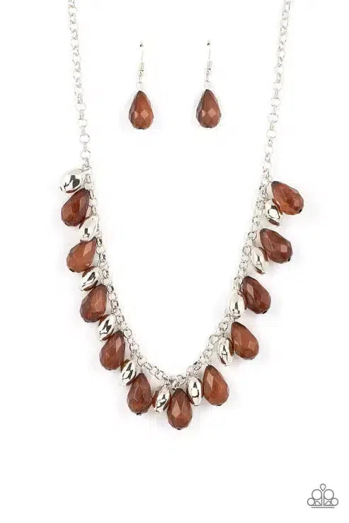 Summertime Tryst Brown Necklace - Paparazzi Accessories- lightbox - CarasShop.com - Paparazzi Jewelry by Cara Jewels
