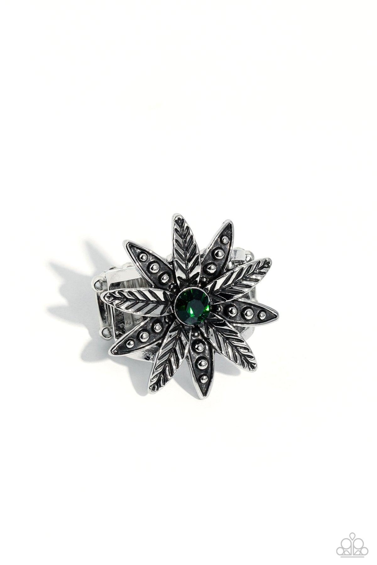 Sunflower Season Green Ring - Paparazzi Accessories- lightbox - CarasShop.com - Paparazzi Jewelry by Cara Jewels