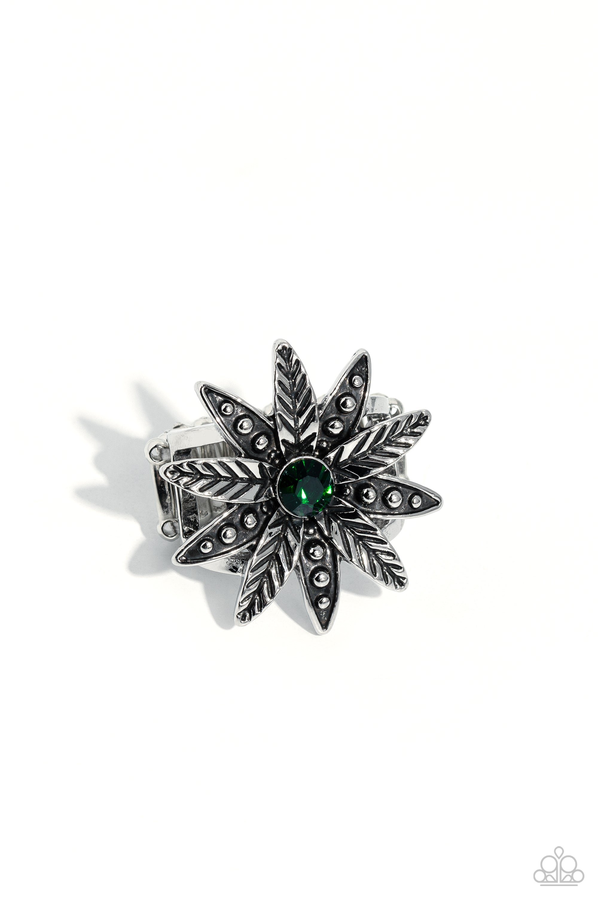 Sunflower Season Green Ring - Paparazzi Accessories- lightbox - CarasShop.com - Paparazzi Jewelry by Cara Jewels