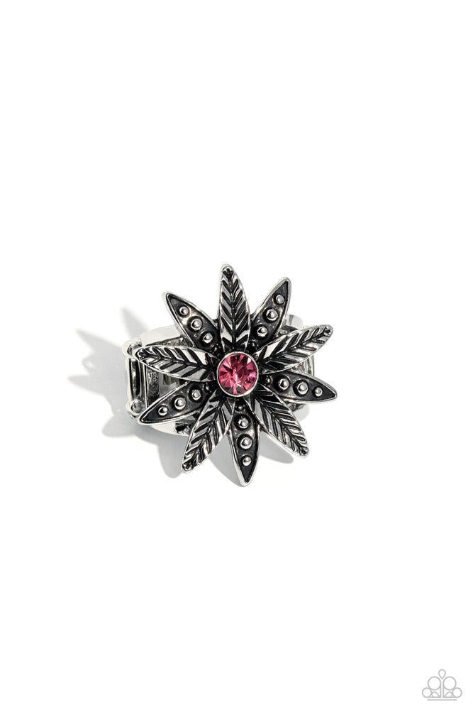 Sunflower Season Pink Ring - Paparazzi Accessories- lightbox - CarasShop.com - Paparazzi Jewelry by Cara Jewels