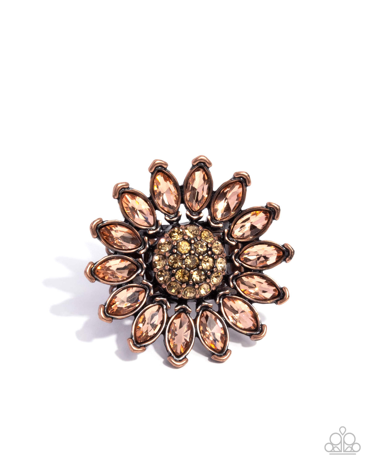 Sunflower Setting Copper Gem Ring - Paparazzi Accessories- lightbox - CarasShop.com - Paparazzi Jewelry by Cara Jewels
