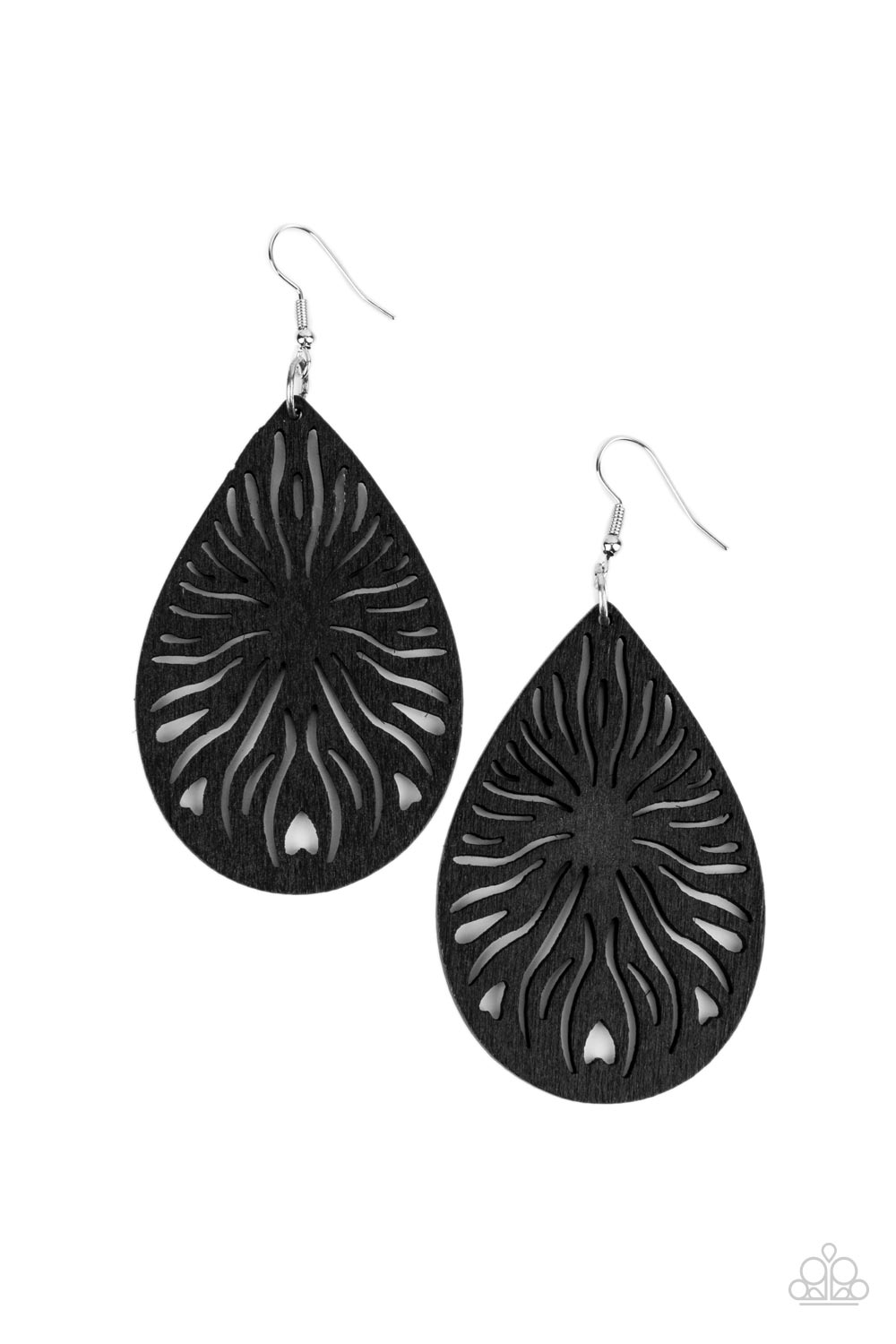 Sunny Incantations Black Wood Earrings - Paparazzi Accessories- lightbox - CarasShop.com - Paparazzi Jewelry by Cara Jewels