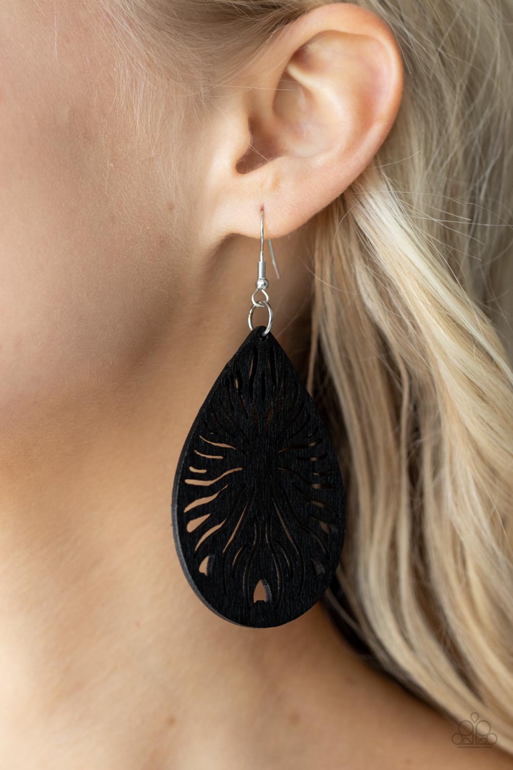 Sunny Incantations Black Wood Earrings - Paparazzi Accessories- lightbox - CarasShop.com - Paparazzi Jewelry by Cara Jewels