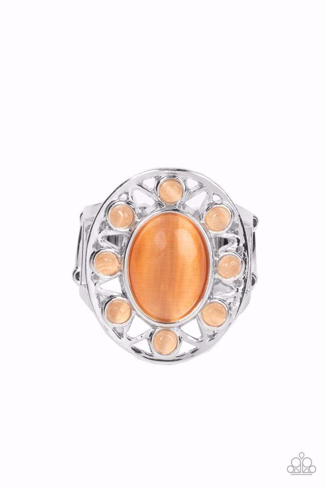 Sunny Solstice Orange Ring - Paparazzi Accessories- lightbox - CarasShop.com - Paparazzi Jewelry by Cara Jewels