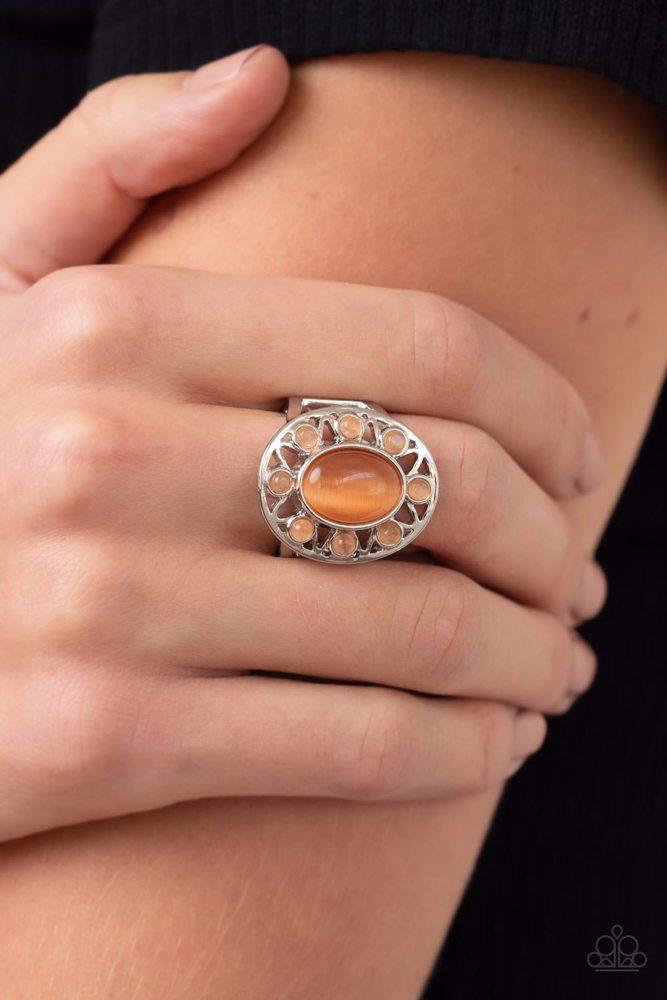 Sunny Solstice Orange Ring - Paparazzi Accessories- lightbox - CarasShop.com - Paparazzi Jewelry by Cara Jewels