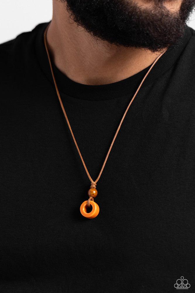 Sunset Sabbatical Orange Urban Necklace - Paparazzi Accessories-on model - CarasShop.com - Paparazzi Jewelry by Cara Jewels