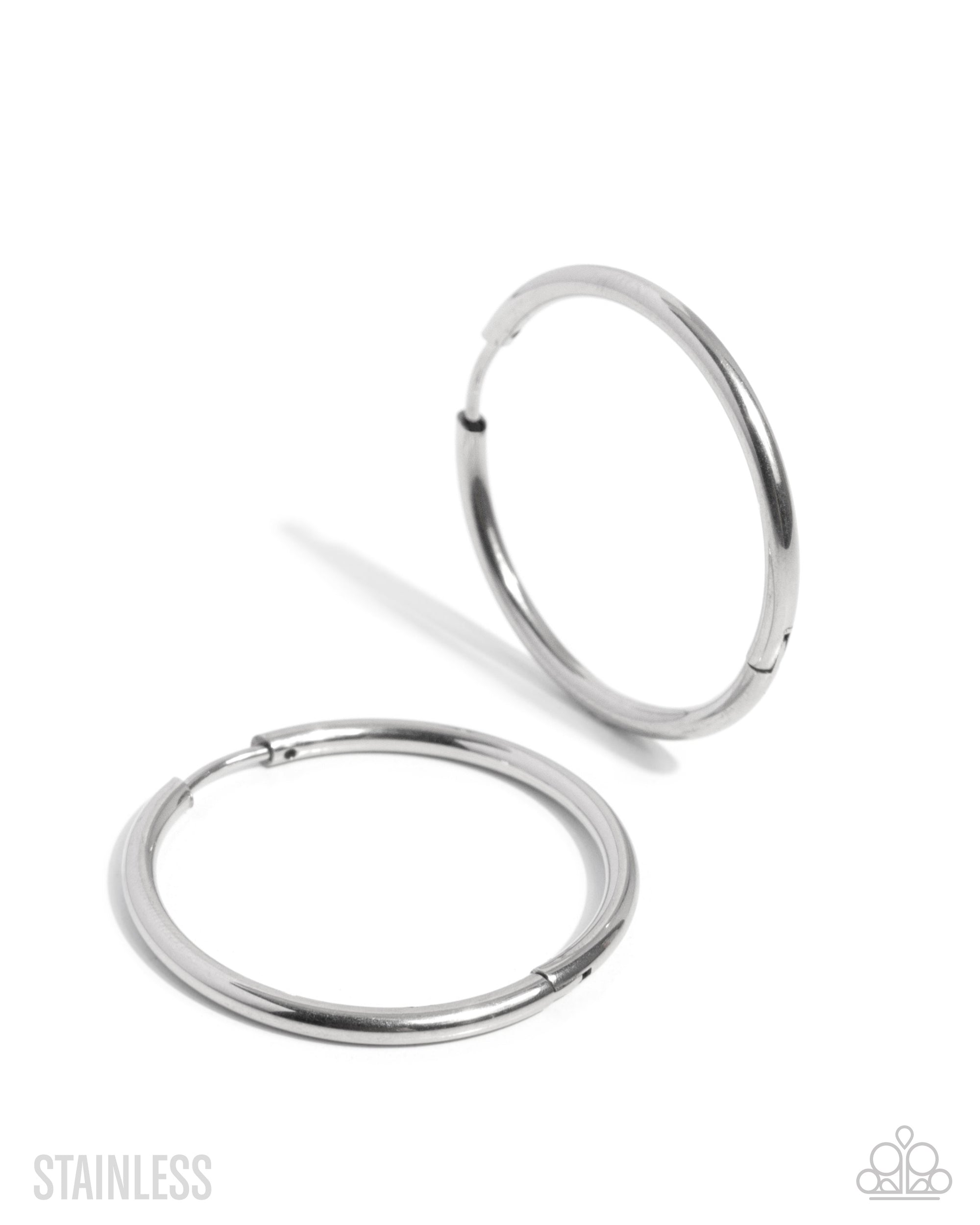 Surmounting Sheen Silver Hoop Earrings - Paparazzi Accessories- lightbox - CarasShop.com - Paparazzi Jewelry by Cara Jewels