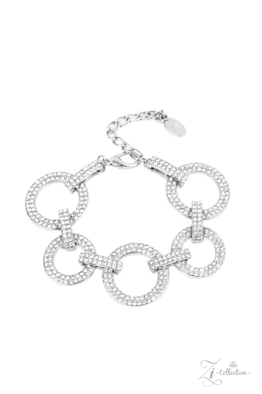 Surprise Party Shimmer White Rhinestone Zi Collection Bracelet - Paparazzi Accessories- lightbox - CarasShop.com - Paparazzi Jewelry by Cara Jewels
