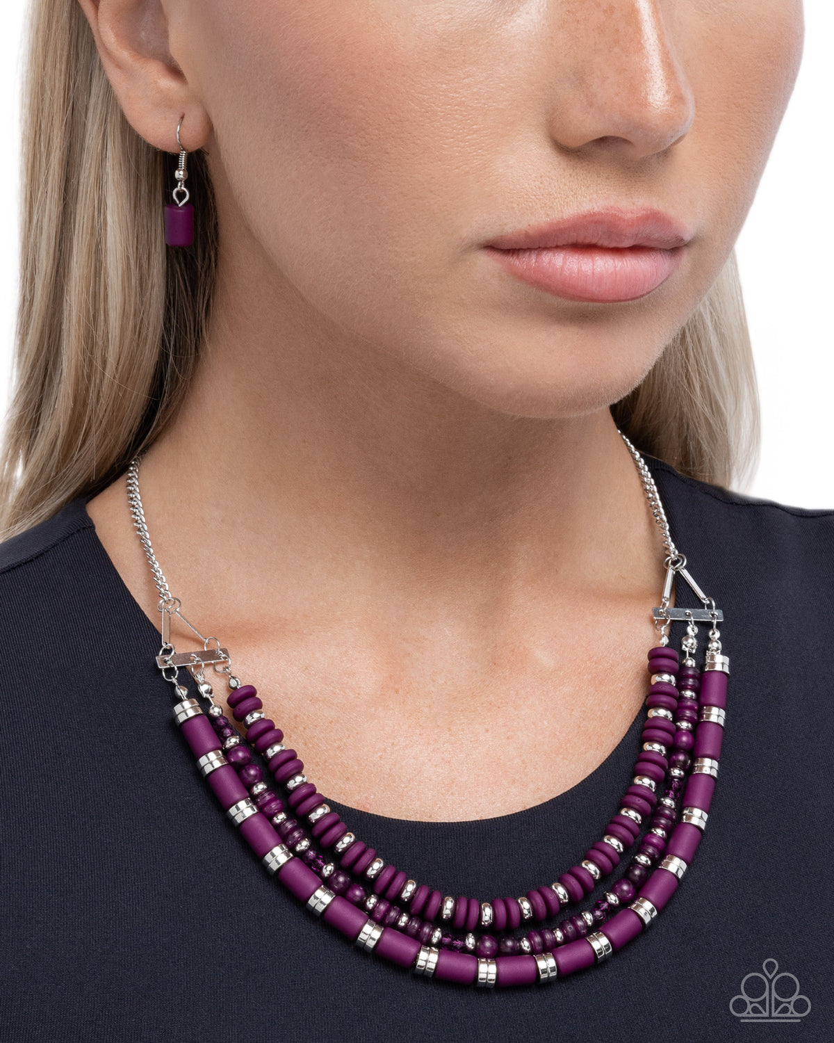 Sweet Series Purple & Silver Necklace - Paparazzi Accessories-on model - CarasShop.com - Paparazzi Jewelry by Cara Jewels
