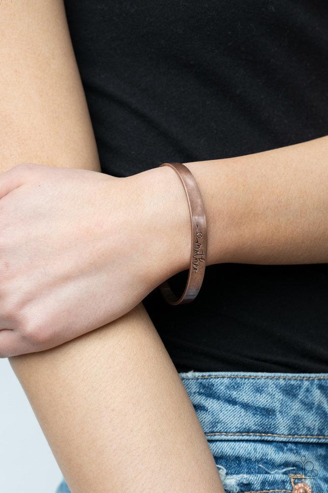 Sweetly Named Copper Bracelet - Paparazzi Accessories- on model - CarasShop.com - Paparazzi Jewelry by Cara Jewels