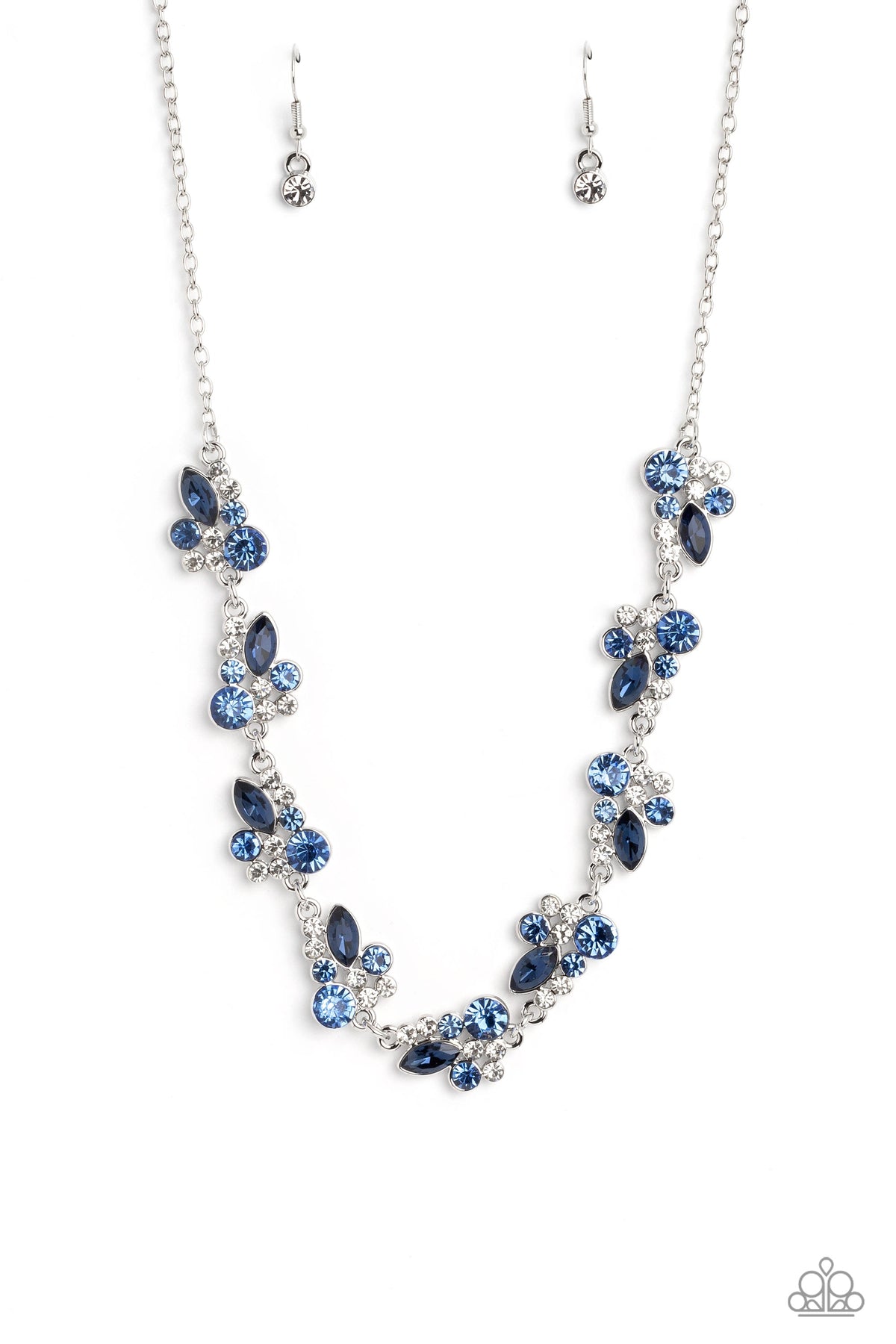 Swimming in Sparkles Blue Rhinestone Necklace - Paparazzi Accessories- lightbox - CarasShop.com - Paparazzi Jewelry by Cara Jewels