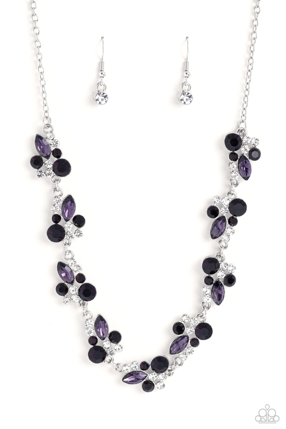 Swimming in Sparkles Purple Rhinestone Necklace - Paparazzi Accessories- lightbox - CarasShop.com - Paparazzi Jewelry by Cara Jewels