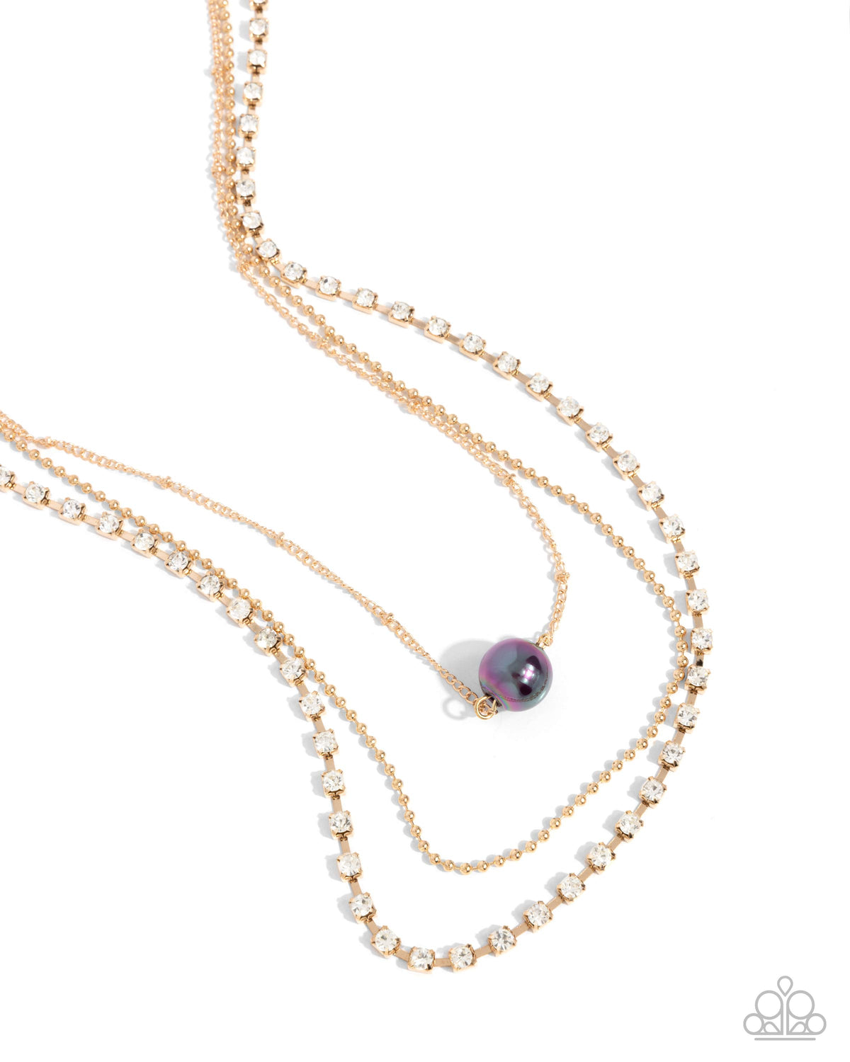 Symmetrical Shimmer Purple & Gold Necklace - Paparazzi Accessories- lightbox - CarasShop.com - Paparazzi Jewelry by Cara Jewels