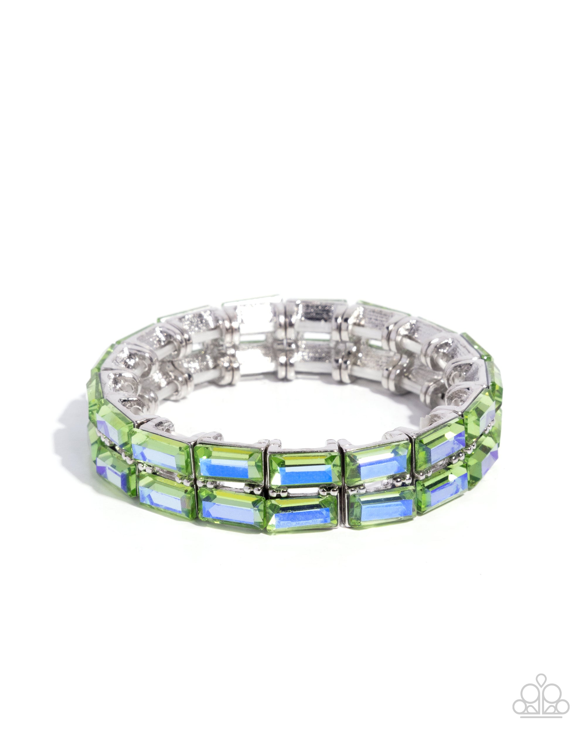 Symmetrical Statement Green UV Shimmer Gem Bracelet - Paparazzi Accessories- lightbox - CarasShop.com - Paparazzi Jewelry by Cara Jewels