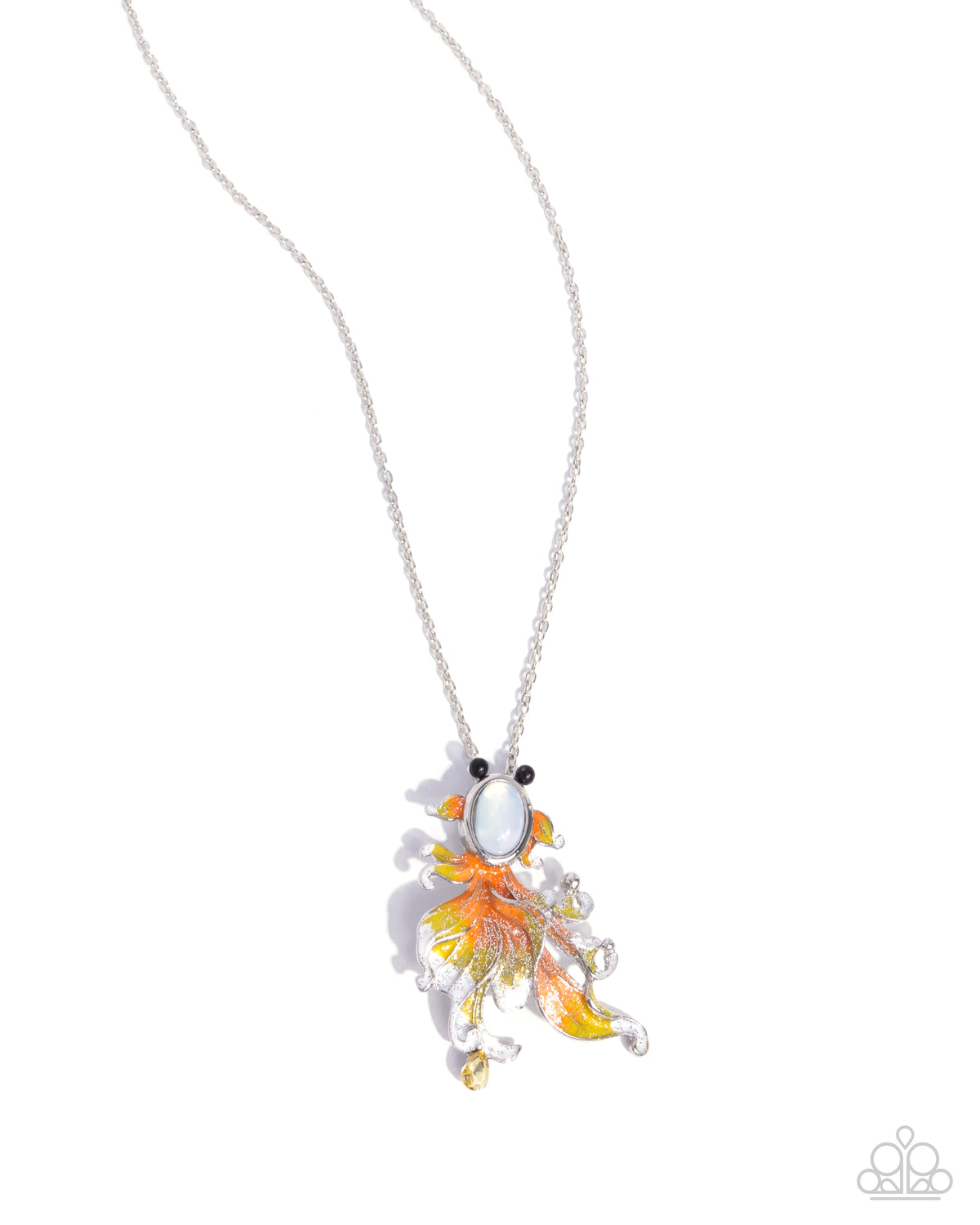 Synchronized Swimming White, Orange & Yellow Fish Necklace - Paparazzi Accessories- lightbox - CarasShop.com - Paparazzi Jewelry by Cara Jewels