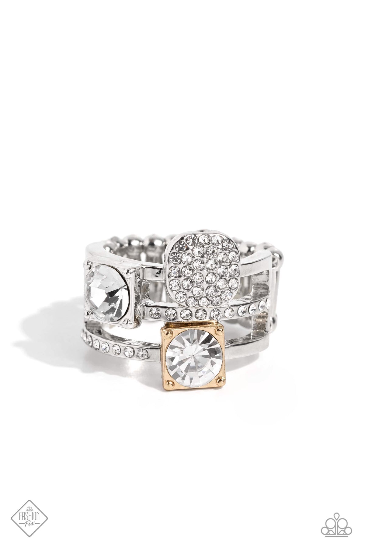 Tailored Two-Tone Multi Ring - Paparazzi Accessories- lightbox - CarasShop.com - Paparazzi Jewelry by Cara Jewels