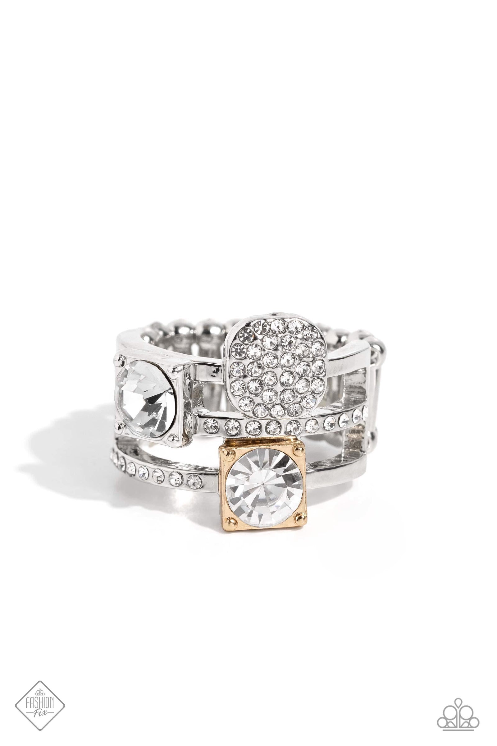 Tailored Two-Tone Multi Ring - Paparazzi Accessories- lightbox - CarasShop.com - Paparazzi Jewelry by Cara Jewels