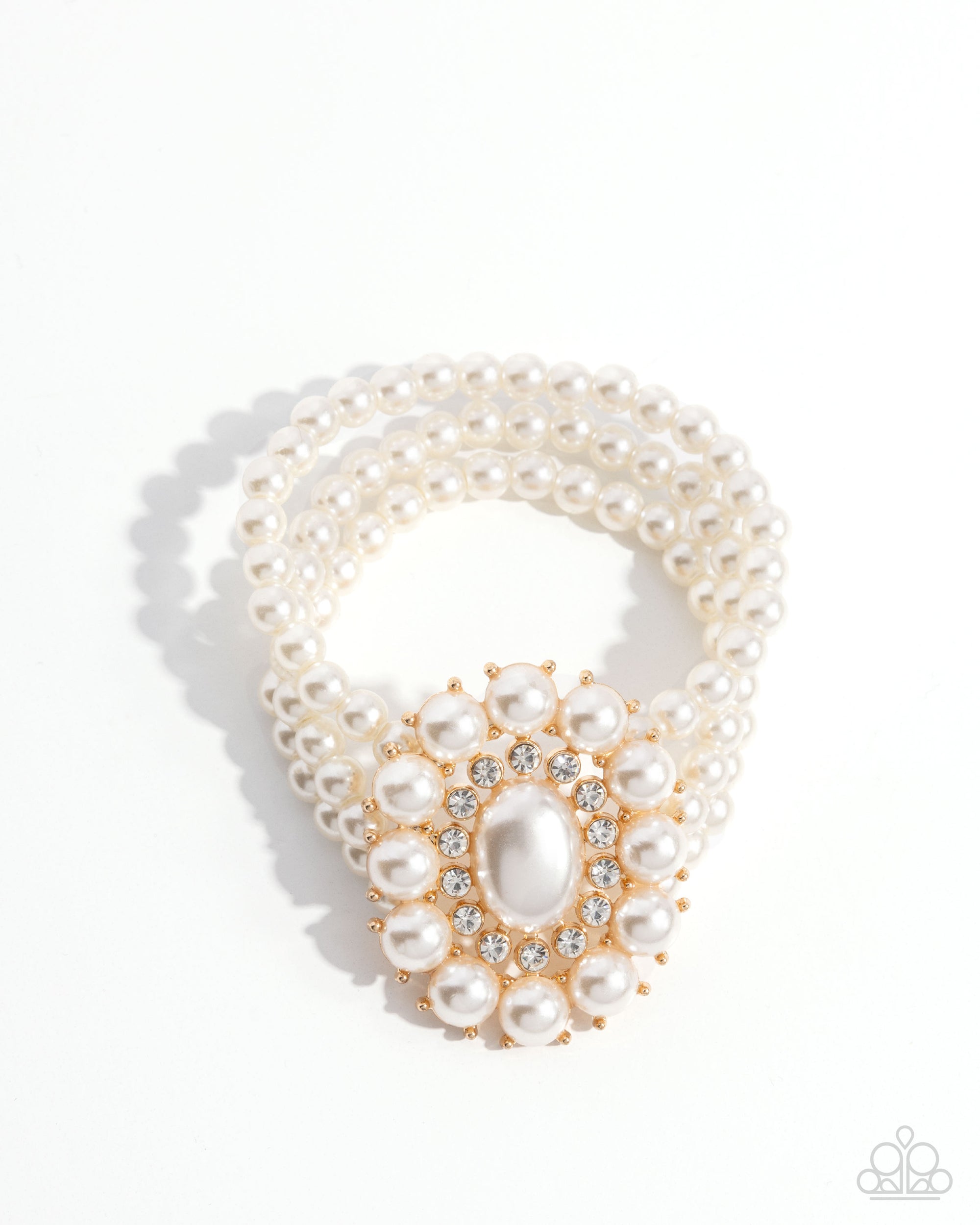 Take A Fancy To Gold & White Pearl Bracelet - Paparazzi Accessories- lightbox - CarasShop.com - Paparazzi Jewelry by Cara Jewels