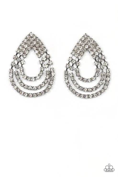 Take a POWER Stance Black Earrings - Paparazzi Accessories- lightbox - CarasShop.com - Paparazzi Jewelry by Cara Jewels