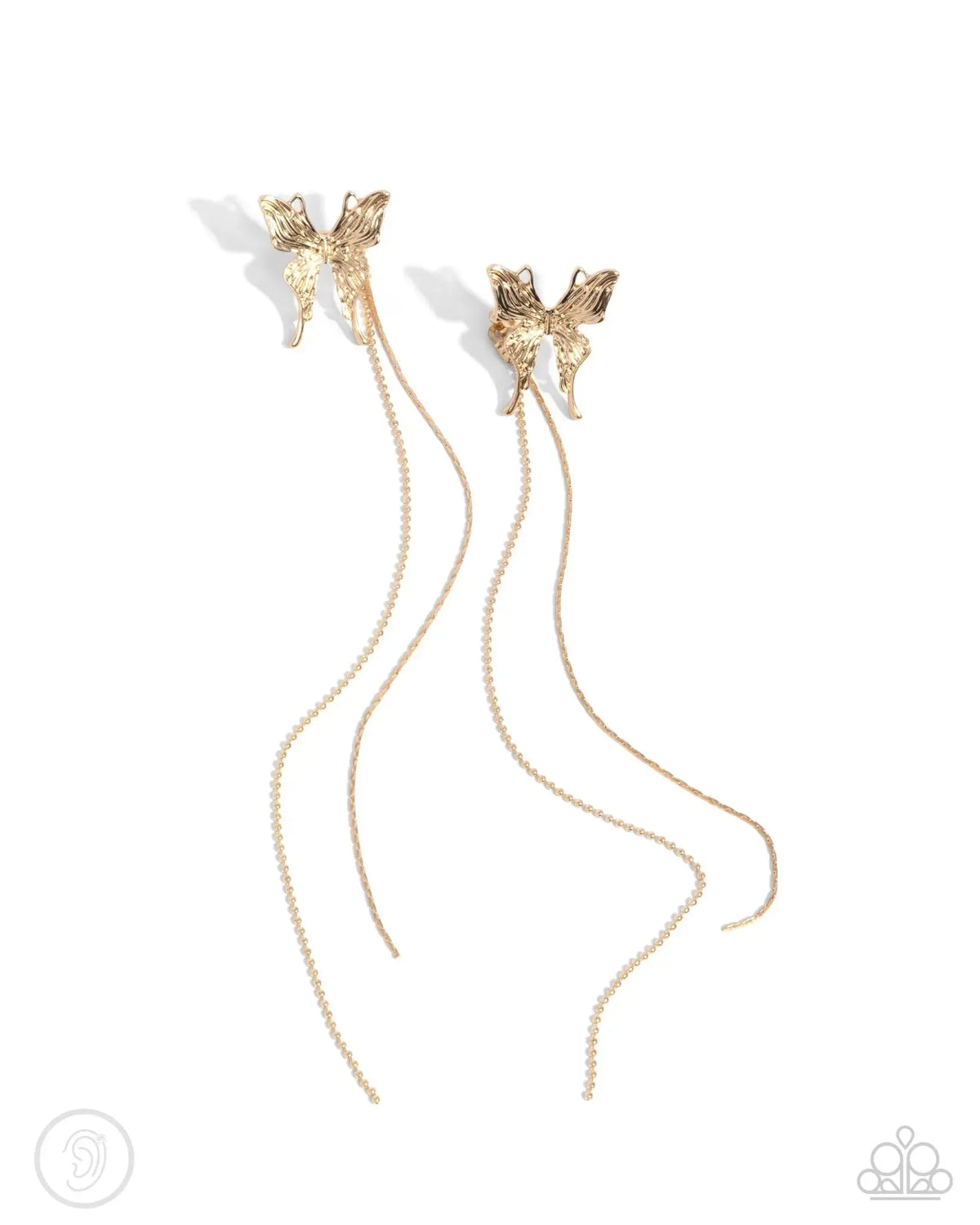 Take Flight Gold Butterfly Cuff Earrings - Paparazzi Accessories- lightbox - CarasShop.com - Paparazzi Jewelry by Cara Jewels