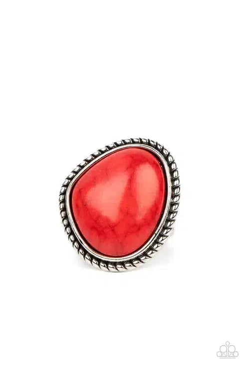 Take The High RODEO Red Ring - Paparazzi Accessories- lightbox - CarasShop.com - Paparazzi Jewelry by Cara Jewels