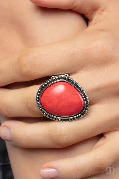Take The High RODEO Red Ring - Paparazzi Accessories-on model - CarasShop.com - Paparazzi Jewelry by Cara Jewels
