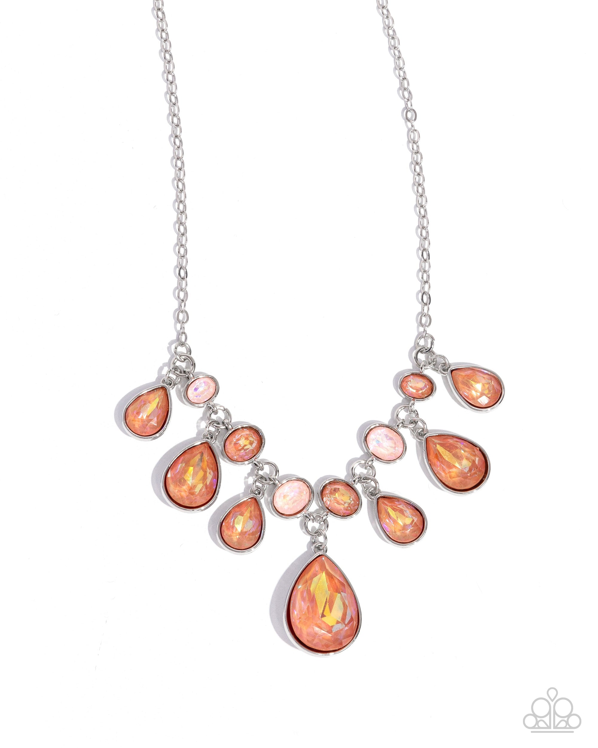 Talented Teardrops Orange & Peach Rhinestone Necklace - Paparazzi Accessories- lightbox - CarasShop.com - Paparazzi Jewelry by Cara Jewels