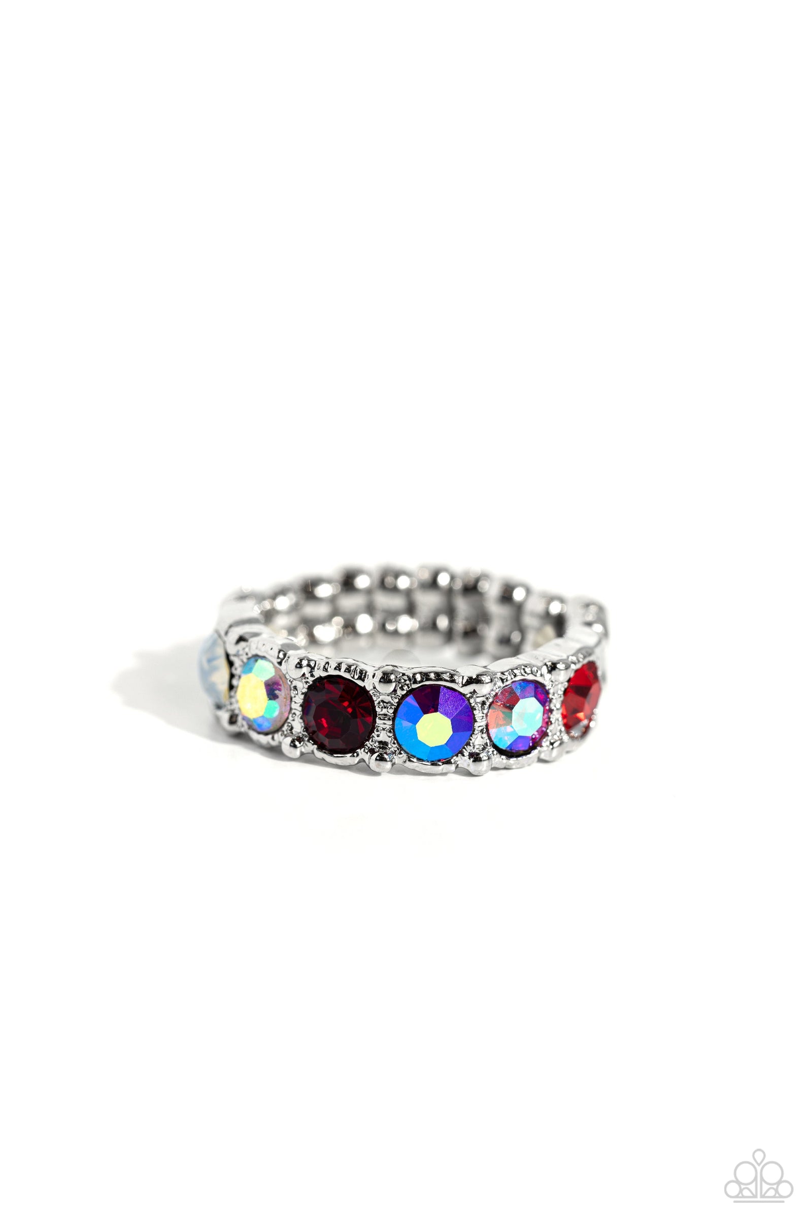 Taming Twilight Red, Iridescent & Opal Rhinestone Ring - Paparazzi Accessories- lightbox - CarasShop.com - Paparazzi Jewelry by Cara Jewels