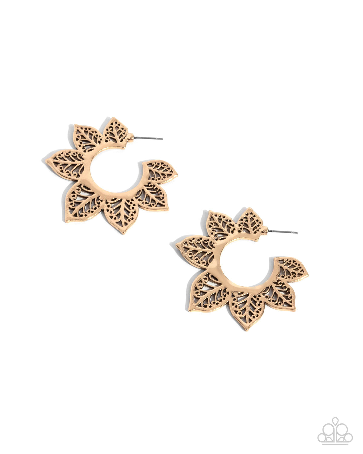 Tangled Tapestry Gold Hoop Earrings - Paparazzi Accessories- lightbox - CarasShop.com - Paparazzi Jewelry by Cara Jewels