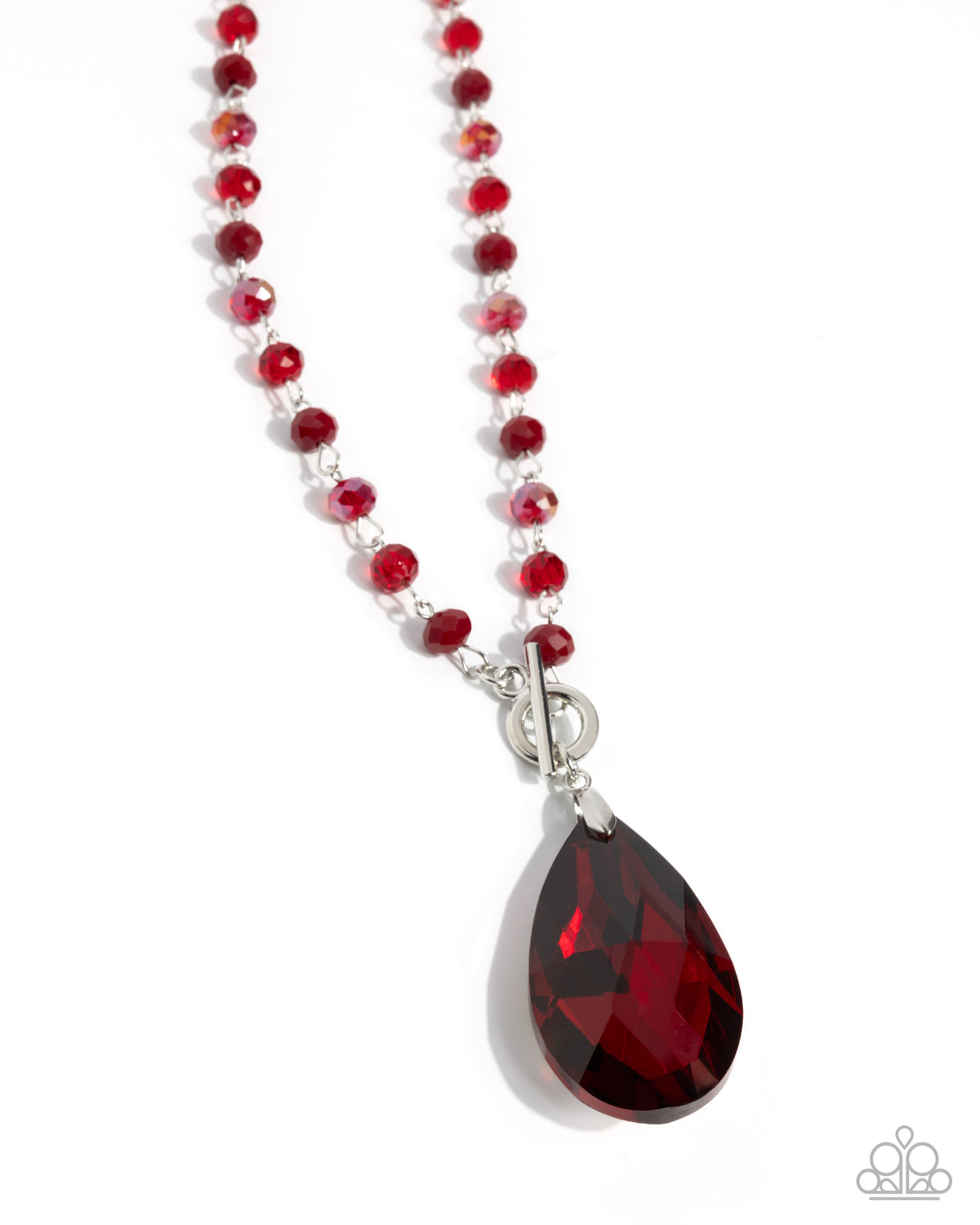 Teardrop Tale Red Necklace - Paparazzi Accessories- lightbox - CarasShop.com - Paparazzi Jewelry by Cara Jewels