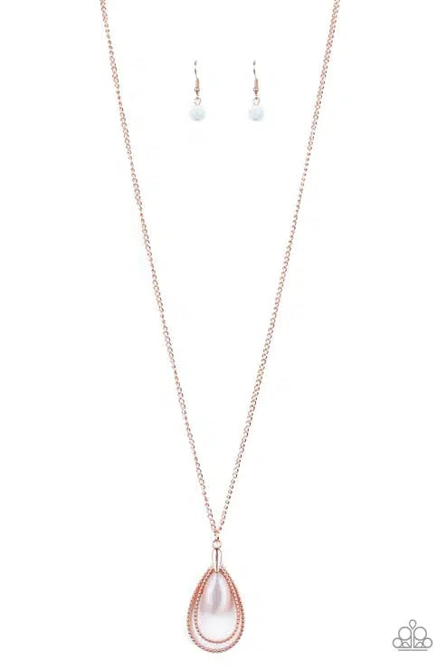 Teardrop Tranquility Copper Necklace - Paparazzi Accessories- lightbox - CarasShop.com - Paparazzi Jewelry by Cara Jewels