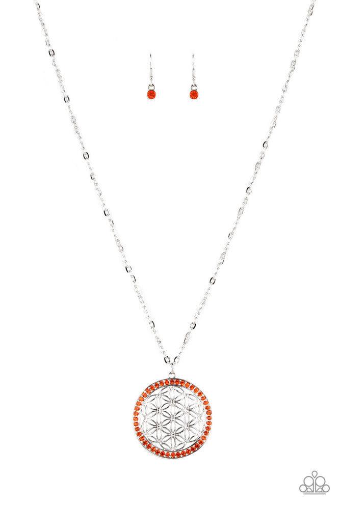 Tearoom Twinkle Orange Necklace - Paparazzi Accessories- lightbox - CarasShop.com - Paparazzi Jewelry by Cara Jewels