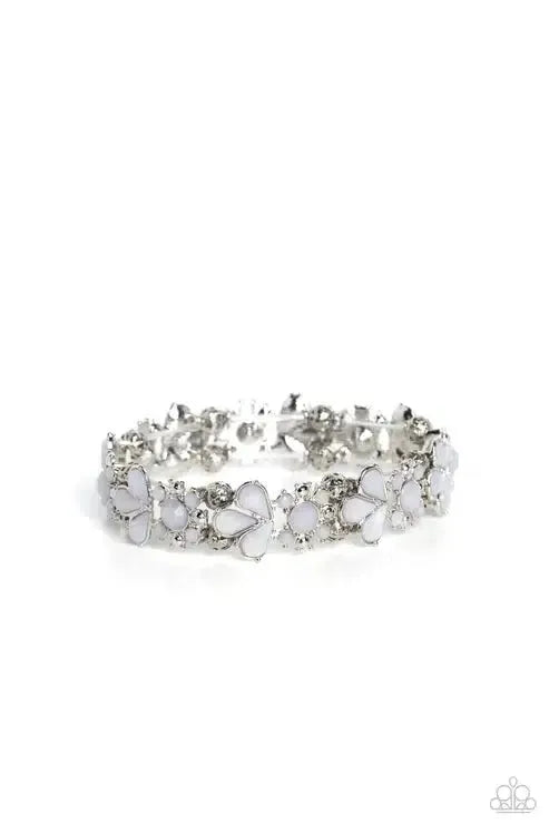 Teasing Torrent White Bracelet - Paparazzi Accessories- lightbox - CarasShop.com - Paparazzi Jewelry by Cara Jewels