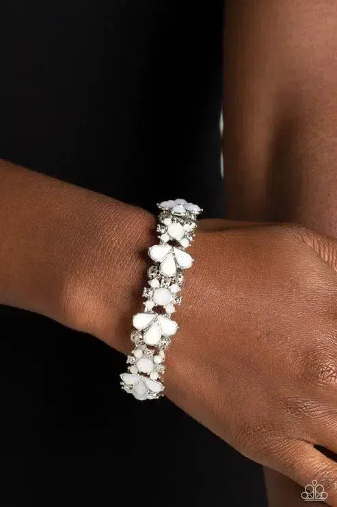 Teasing Torrent White Bracelet - Paparazzi Accessories-on model - CarasShop.com - Paparazzi Jewelry by Cara Jewels