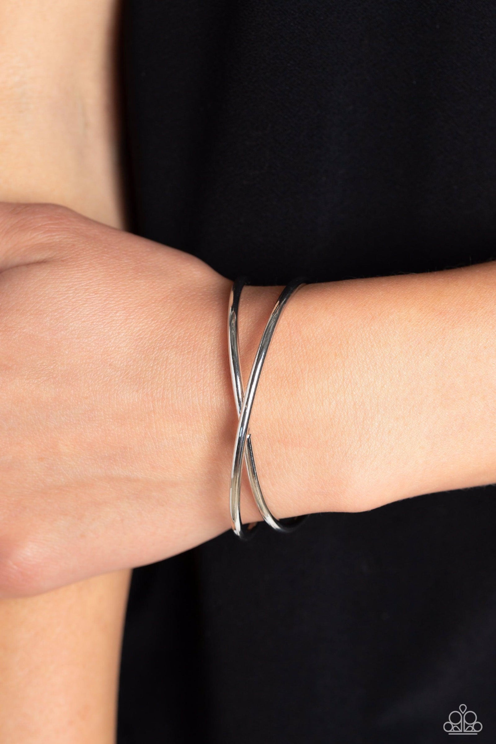 Teasing Twist Silver Cuff Bracelet - Paparazzi Accessories- lightbox - CarasShop.com - Paparazzi Jewelry by Cara Jewels