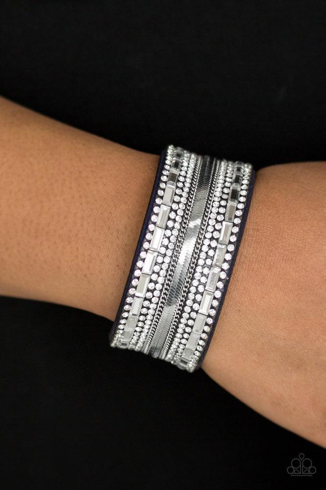 Teasingly Tomboy Blue Wrap Bracelet - Paparazzi Accessories- lightbox - CarasShop.com - Paparazzi Jewelry by Cara Jewels