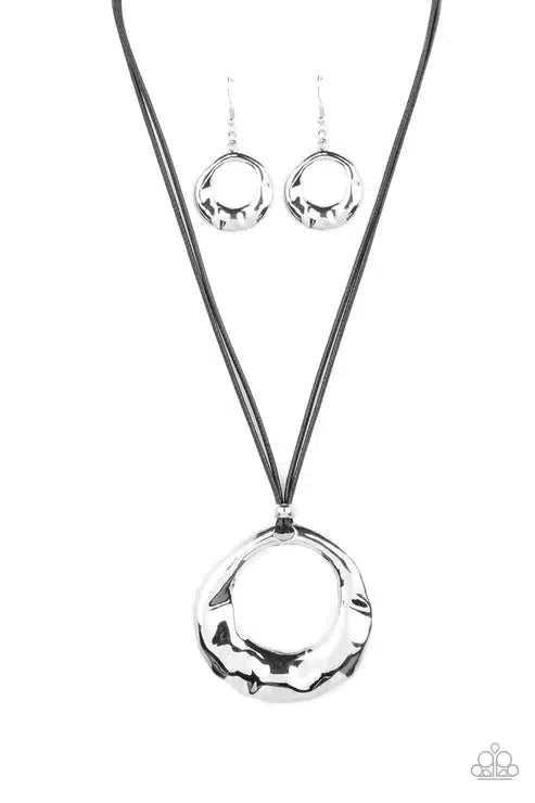 Tectonic Treasure Silver Necklace - Paparazzi Accessories- lightbox - CarasShop.com - Paparazzi Jewelry by Cara Jewels