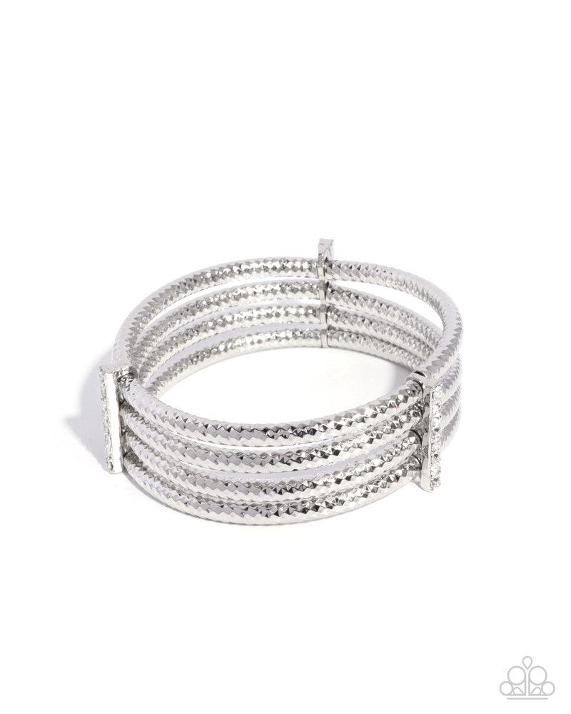 Teeming with Taste White & Silver Bracelet - Paparazzi Accessories- lightbox - CarasShop.com - Paparazzi Jewelry by Cara Jewels