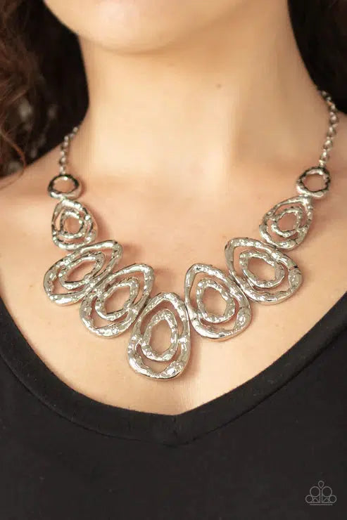 Terra Couture Silver Necklace - Paparazzi Accessories- on model - CarasShop.com - Paparazzi Jewelry by Cara Jewels