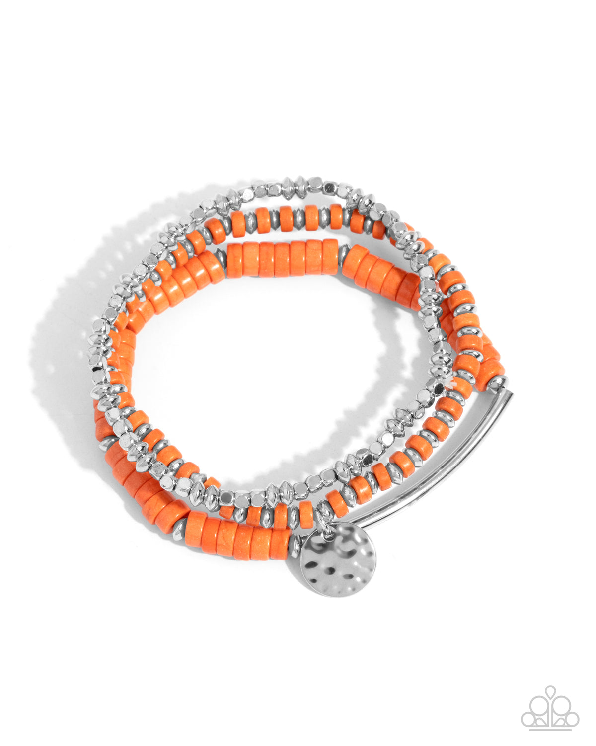 Terraform Trendsetter Orange Stone & Silver Bracelet - Paparazzi Accessories- lightbox - CarasShop.com - Paparazzi Jewelry by Cara Jewels