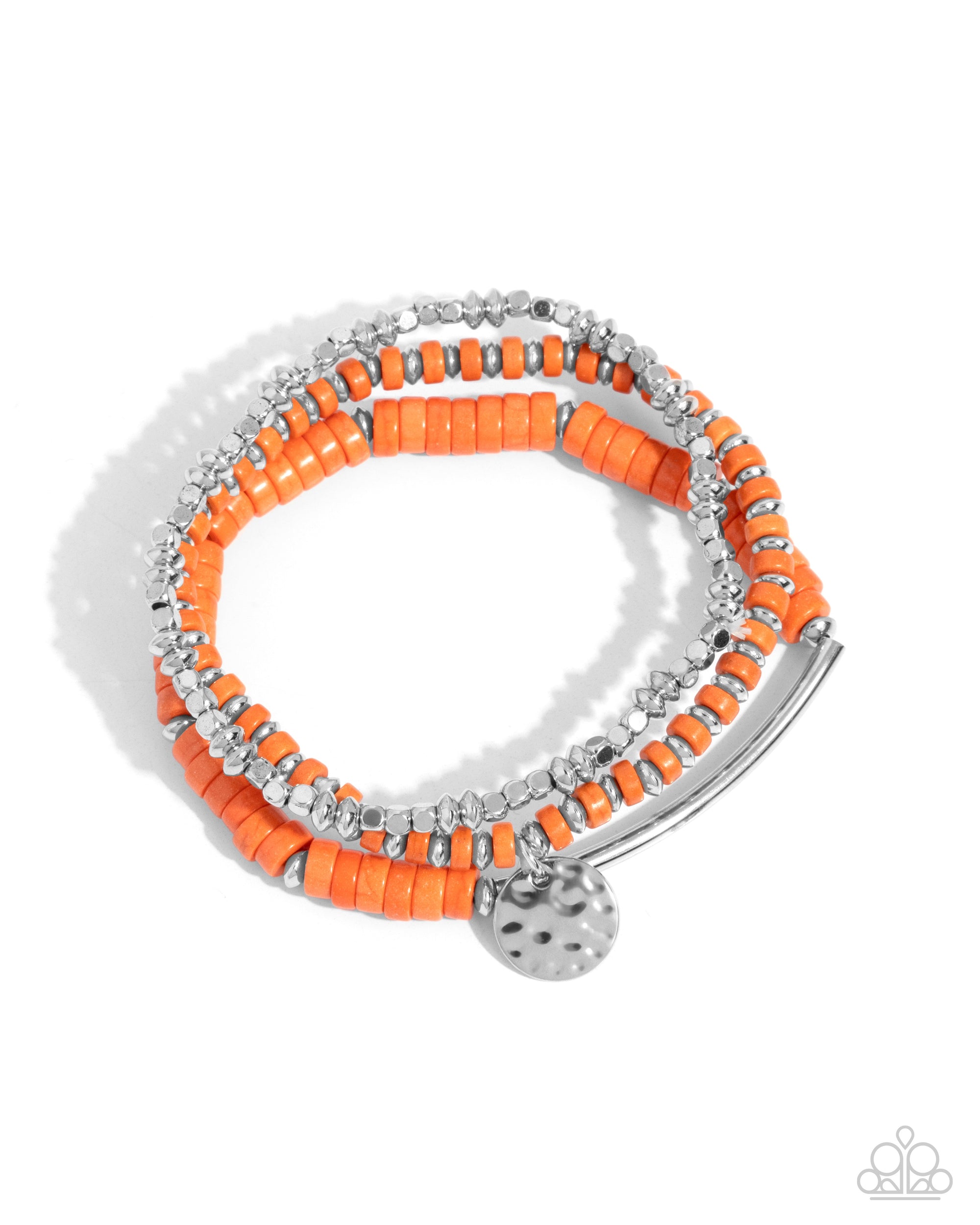 Terraform Trendsetter Orange Stone & Silver Bracelet - Paparazzi Accessories- lightbox - CarasShop.com - Paparazzi Jewelry by Cara Jewels