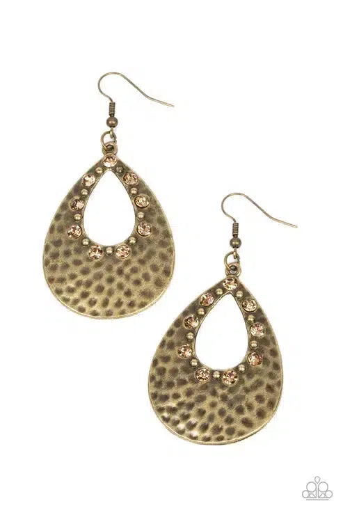 Terraform Twinkle Brown Earrings - Paparazzi Accessories- lightbox - CarasShop.com - Paparazzi Jewelry by Cara Jewels