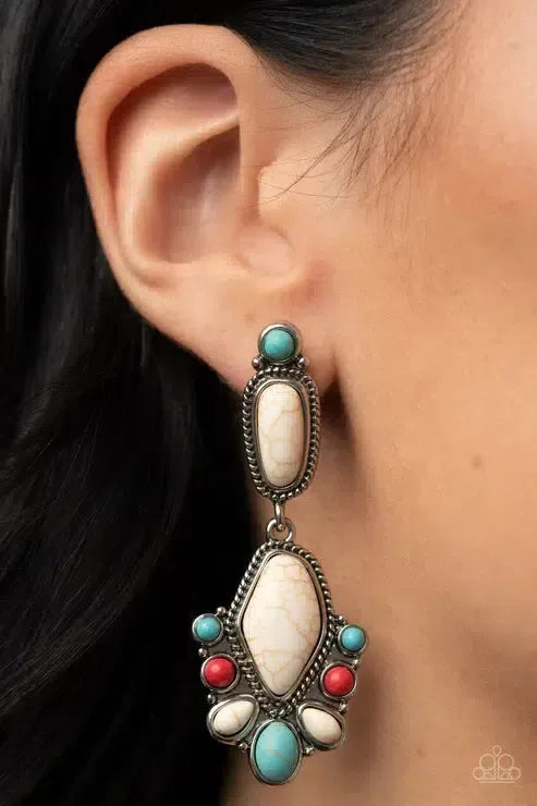 Terrestrial Talisman Multi Earrings - Paparazzi Accessories-on model - CarasShop.com - Paparazzi Jewelry by Cara Jewels