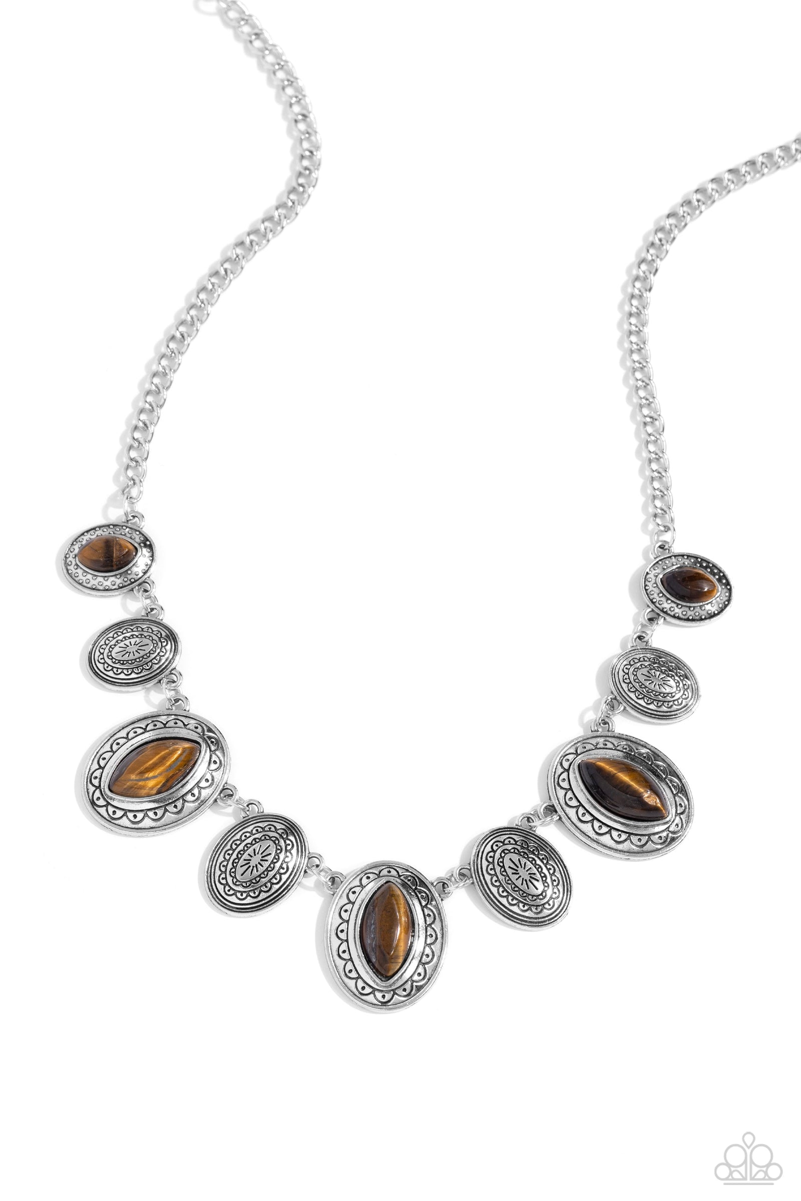 Textured Trailblazer Brown Tiger's Eye Stone Necklace - Paparazzi Accessories- lightbox - CarasShop.com - Paparazzi Jewelry by Cara Jewels