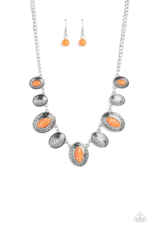 Textured Trailblazer Orange Necklace - Paparazzi Accessories- lightbox - CarasShop.com - Paparazzi Jewelry by Cara Jewels